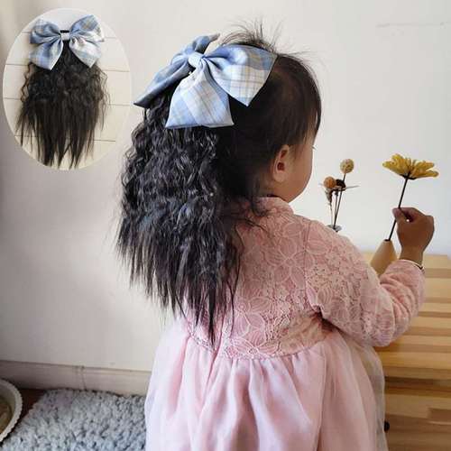 儿童假发玉米烫马尾卷发小女孩公主造型头饰品发夹款