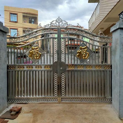 索梵别墅不锈钢大门双开对开门学校单位门铁艺门厂乡村农村围墙庭院门