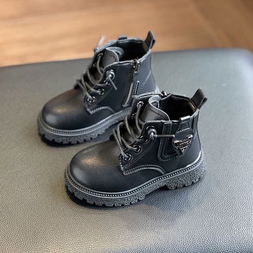 儿童马丁靴冬季加绒二棉女童鞋韩版黑色宝宝短靴软底小童鞋男童