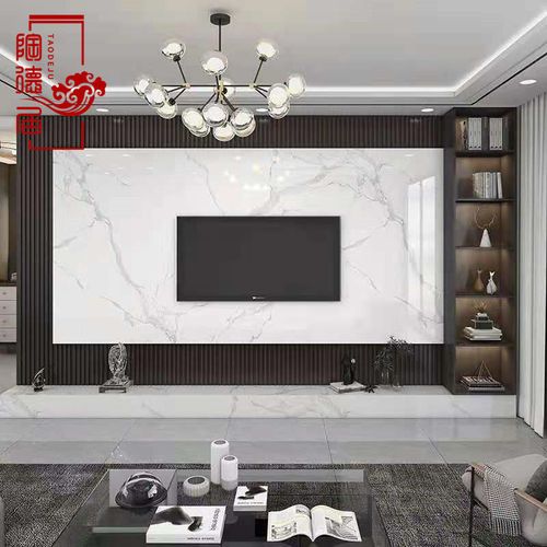 2021网红款轻奢悬空岩板板材电视背景墙现代简约客厅木格栅影视墙【5