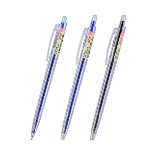 中油笔顺滑简约按压笔葫芦头0.5半针管圆珠笔黑色蓝色金万年32020