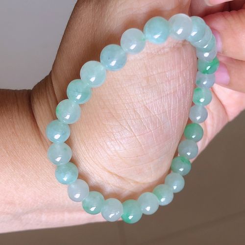 冰种飘阳绿翡翠圆珠手链女士手珠翡翠手串