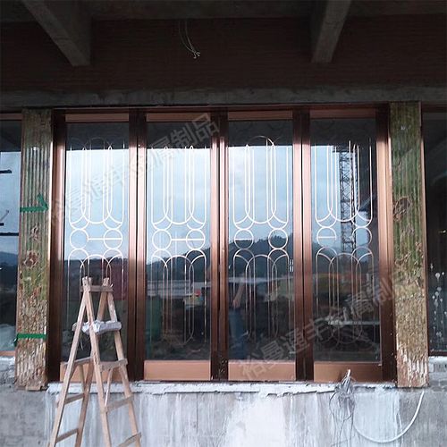 酒店玫瑰金地弹簧玻璃门 厂家定制不锈钢有框玻璃入户四开大门