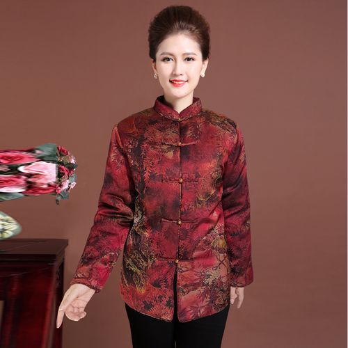 2021冬季新款中老年真丝棉衣婆婆奶奶装桑蚕丝棉服棉袄妈妈棉外套