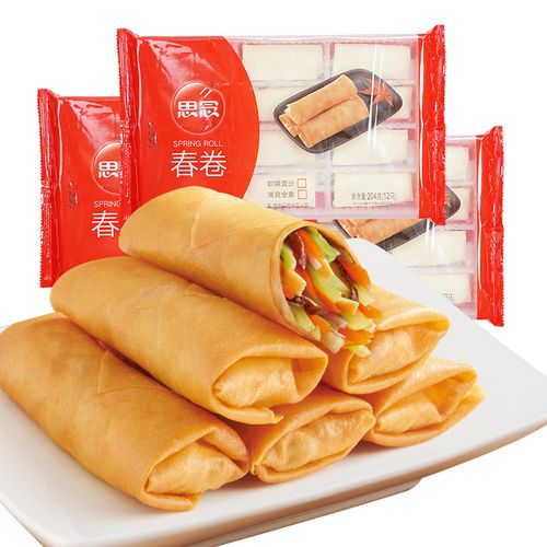 思念素春卷48个清爽全素经典豆沙早餐速冻面点半成品油炸小吃甜点