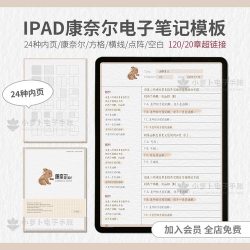 享做笔记模板云记ipad电子手账notability康奈尔goodnotes模板