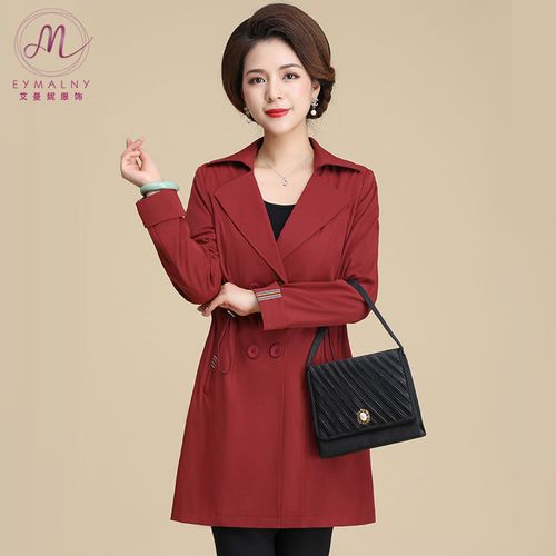 秋季西装女中长款宽松收纽扣西装女装中年人新款上衣sn8256 枣红色