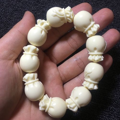 象牙果雕刻福袋钱袋佛珠手串男女款椰子木菩提籽念珠车挂工艺饰品