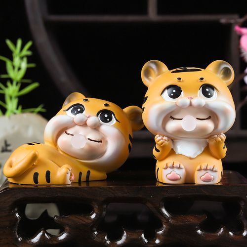 萌娃虎宝老虎饰品电脑桌摆件女生办公室桌面桌上男士生日礼物创意
