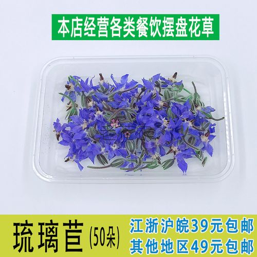 新鲜琉璃苣摆盘装饰花 可食用花 食用花酒店西餐装饰摆盘 50朵/盒