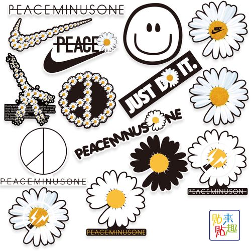 gd权志龙联名小雏菊潮牌贴纸行李箱滑板车吉他个性手机头盔贴防水