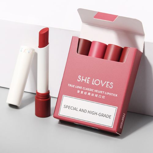 抖音网红同款小烟管口红套盒哑光细香烟唇釉套装不掉色学生平价女