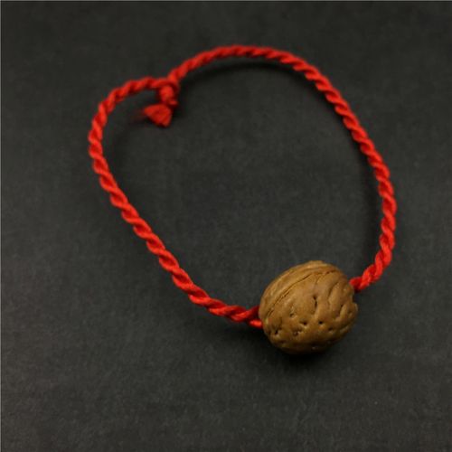 传统桃核手链一帝钱铜钱手链小孩婴儿常戴配饰学生党手绳桃篮情侣