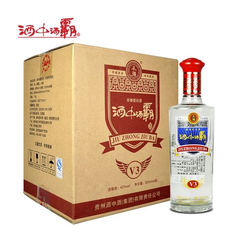 酒中酒霸v3国产白酒纯粮食酒42度500ml×6瓶贵州浓香型整箱免邮