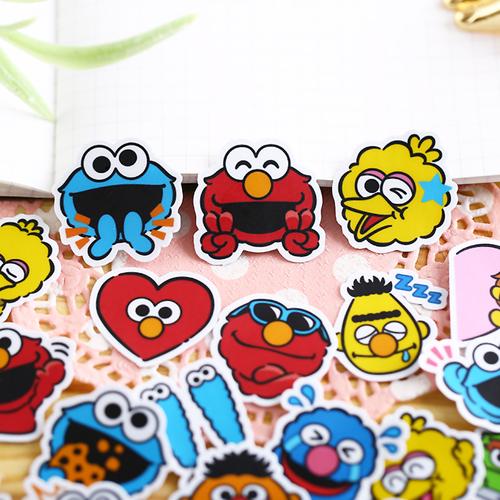 手账装饰半透明防水贴纸 可爱卡通diy相册手抄报素材 芝麻街头像