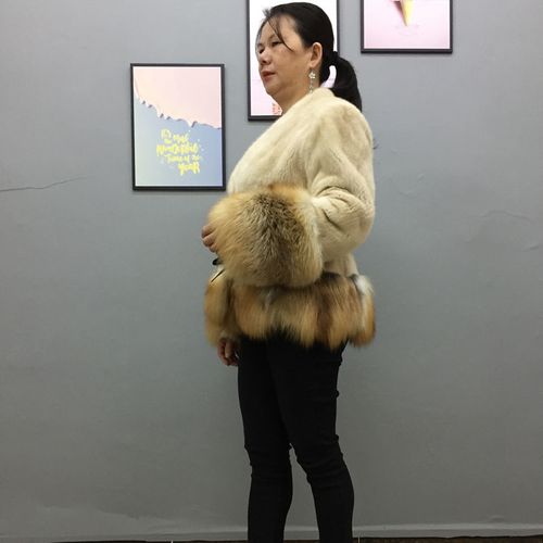 貂皮大衣女整貂短款狐狸袖口下摆皮腰带秋冬季进口水貂皮草女外套