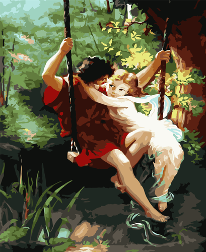 数字油画diy  欧式人物情侣淡彩休闲简单填色手绘装饰画 伉俪情深