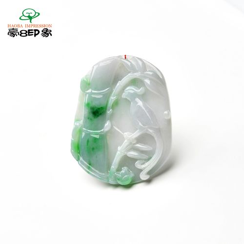 豪8印象m3220翡翠竹节挂件 天然玉竹节吊坠缅甸a货翡翠节节高吊牌