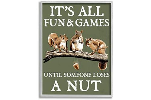 stupell industries loses a nut 趣味松鼠动物文字,retrorocket 墙壁