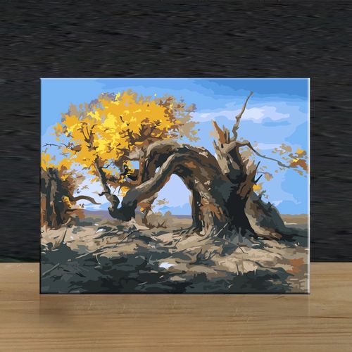 diy/数字油彩画植物胡杨树手绘填色油画客厅卧室书房餐厅装饰画