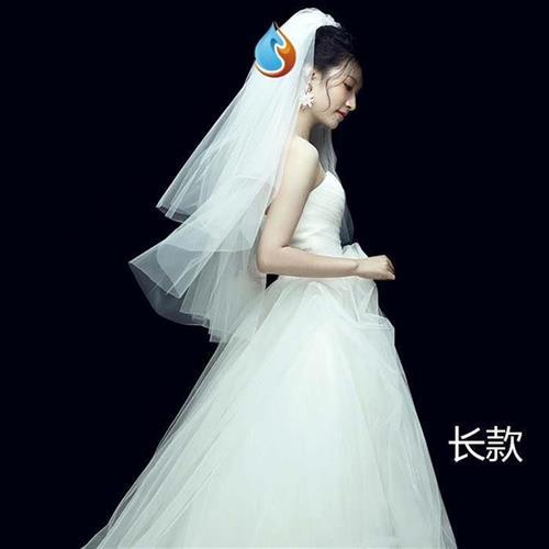 婚纱头饰新娘造型细纱韩式女生婚庆头纱白色纱网