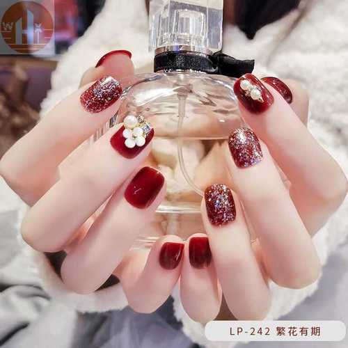 新年穿戴甲辣妹新娘红指甲成品气质美甲贴片ins高级感小众2022款
