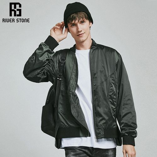 riverstone飞行夹克外套男春秋新款时尚潮流百搭夹克帅气男机车棒球服