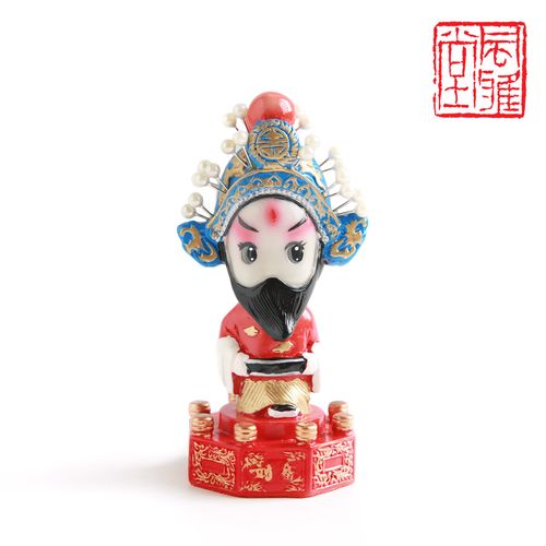 京剧脸谱人物摆件 京剧人物国粹戏曲脸谱摆件人偶中国