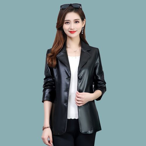 qiced【精品女装】皮衣外套女2021年新款冬加绒加厚短