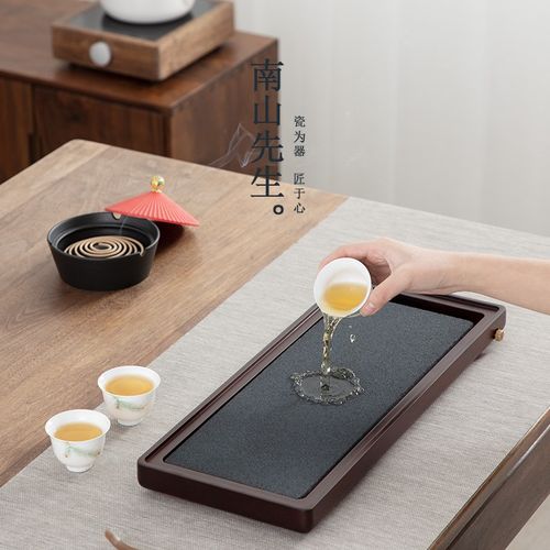 南山先生清隐吸水茶盘家用排水式茶盘创意石头吸水功夫茶具干泡盘
