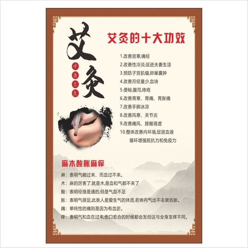 艾灸的好处中医美容院养生装饰画图片艾灸功效大全广告宣传挂图