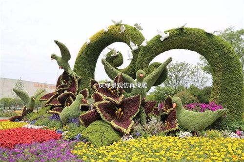 大型广场场景布置绿雕艺术造型景观造型 大型仿真景观绿雕定做