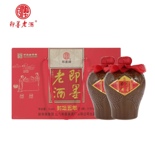 即墨老酒 黄酒 坛装 封坛五年 传统半甜型 1l*2坛装整箱
