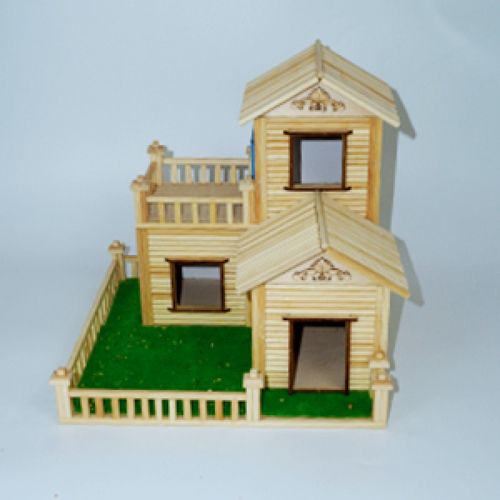 竹签拼装diy手工制作竹艺小房子创意别墅建筑模型手工材料包成品礼物