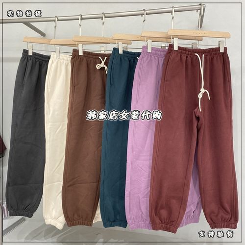 韩国代购seven icon女装2021冬款松紧腰束脚加绒卫裤休闲裤bn0085