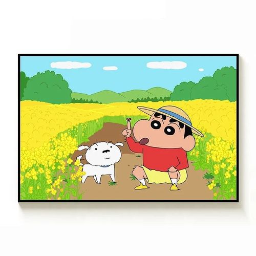 diy新款蜡笔小新钻石画卡通动漫风格圆钻满钻钻石贴画房间装饰画