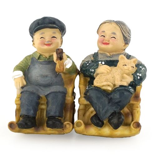 学沙盘套装沙具沙游箱庭玩具手办摆件树脂人物类模型恩爱老人爷爷奶奶