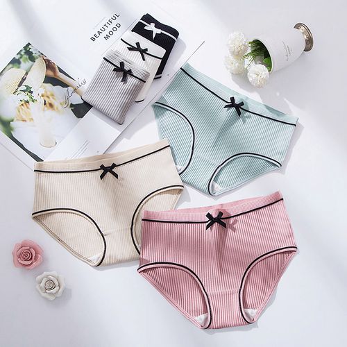 日系三角裤女士无痕底裤学生韩版性感可爱蝴蝶机纯色短裤裤衩内衣内裤