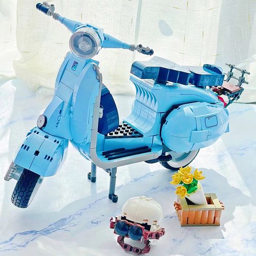 lego乐高积木vespa125踏板摩托车赫本小绵羊模型男女益智拼装玩具