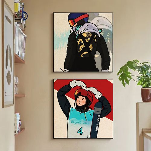 谷爱凌运动滑雪青蛙公主数字油画diy定制人物手绘丙烯油彩画手工