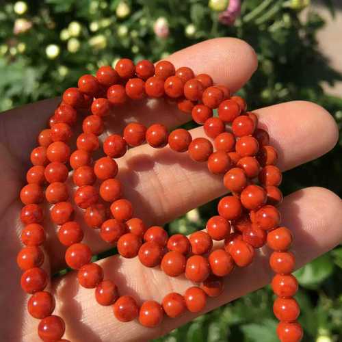 凉山天然南红玛瑙柿子红108佛珠项链手串
