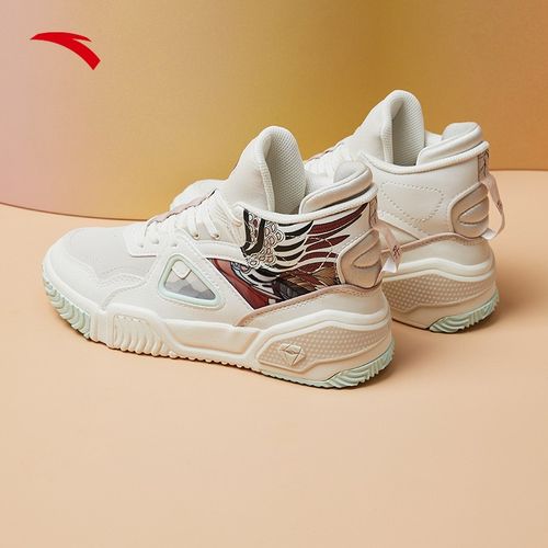 安踏烈焰高帮板鞋女鞋2021年秋季新款复古高帮运动鞋子女士休闲鞋