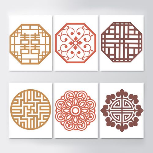 中式古典中国风窗格窗花剪纸图案古风边框纹理矢量素材