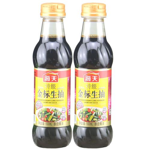 海天特级金标生抽酱油500ml*2瓶 酿造酱油 炒菜海鲜点蘸调味料