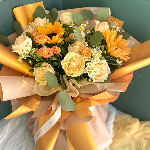 父亲节花束向日葵混搭玫瑰生日毕业厦门鲜花速递同城思明海沧送店