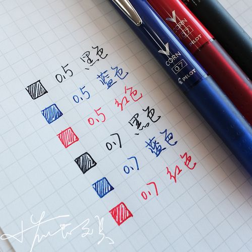 vcorn日本pilot百乐笔0.5按动中性笔子弹头黑色水笔签字笔偏水性