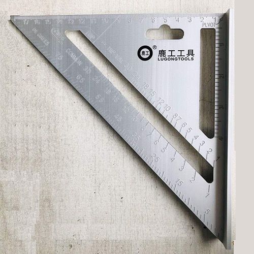 6鹿工工具加厚薄款铝合金直角45度角三角尺边20cm18cm