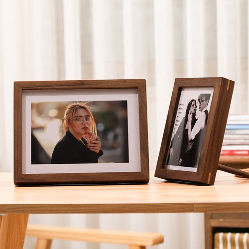 实木榫卯相框摆台黑胡桃木画框 6 7 8寸儿童婚纱全家福写真照片框