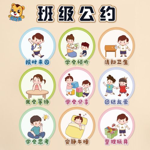 幼儿园环创卡通主题班级公约我们的约定在校一日生活