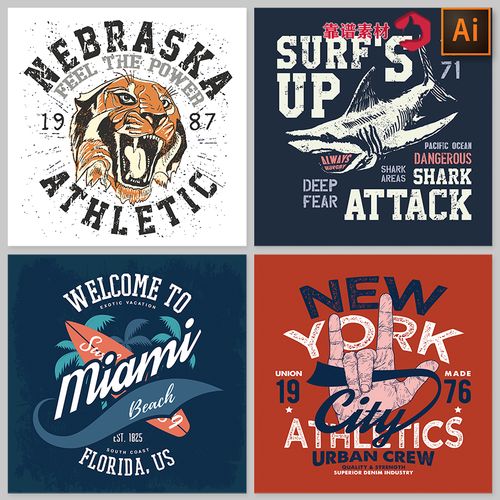 复古街头朋克英文字母抱枕地毯装饰画印花图案矢量